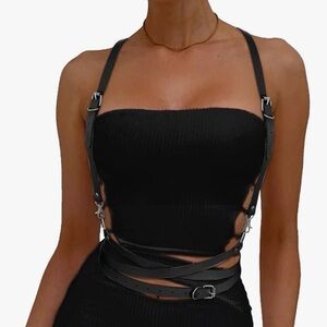 Amazon Black Leather Harness Belt